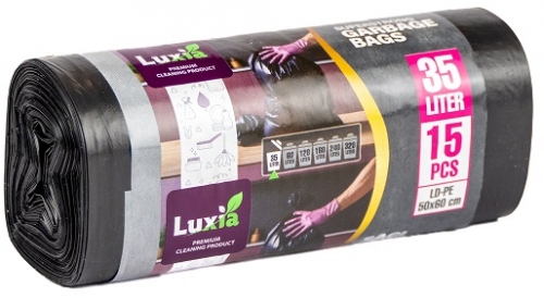 Saci menajeri Ultra Rezistenti, LDPE, 35L 15 buc/rola, Luxia